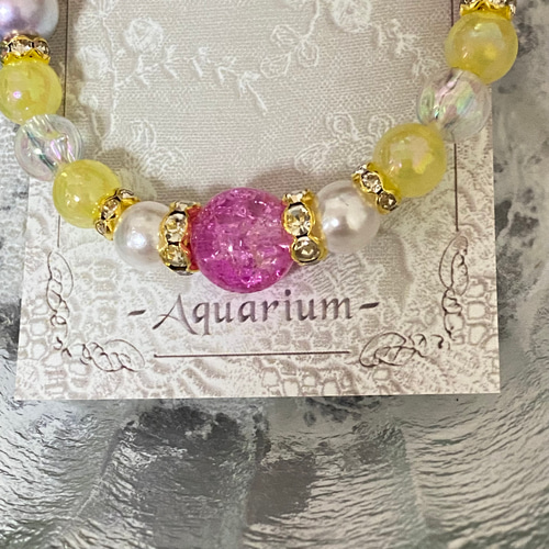 B564 黄色とピンクのツートンカラーかわいいブレスレット