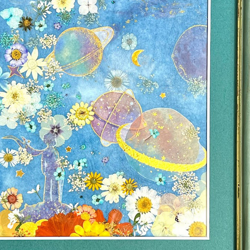 数量限定セール  宇宙の彼方に思いをはせて 神戸 その他アート 押し花アート額02 絵画