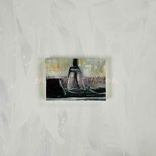 16×23㎝「朝の窓辺の食器」サムホール・油彩・原画 N 絵画 かい