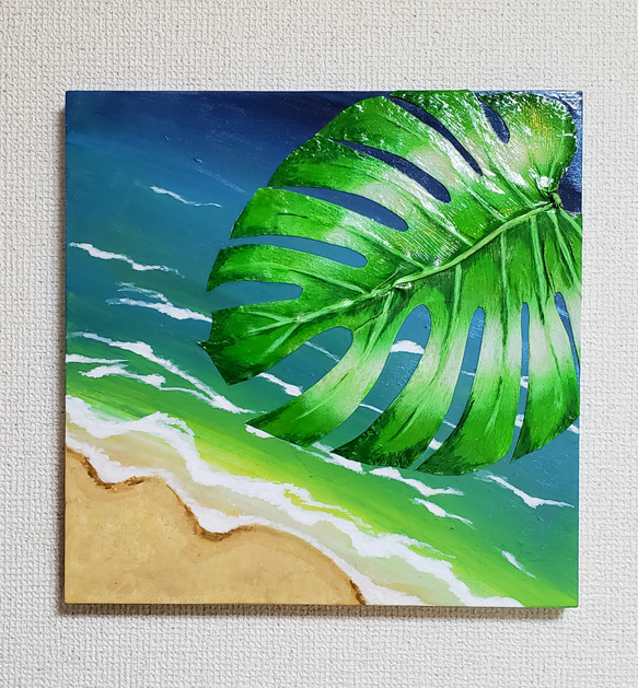 One and only》モンステラアート～海～ 絵画 arie 通販 16765503