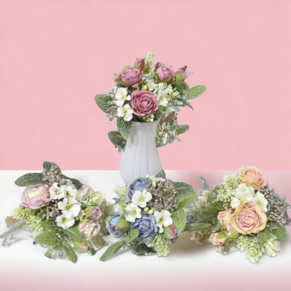 ミニブーケ【4色展開】 花束 造花 花 フラワー アーティフィシャル 