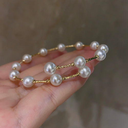 高級】淡水真珠 ブレスレットk18 ブレスレット パール大好き(購入前に  