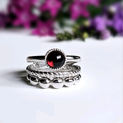 冬の新作）ガーネット重ね付け2点セット、重ね付けマルチリング（28