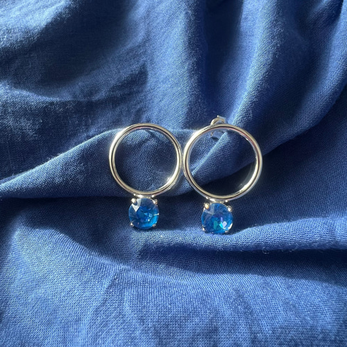 シルバーリングピアス サファイア ピアス（フック・チェーン） jasmi u 