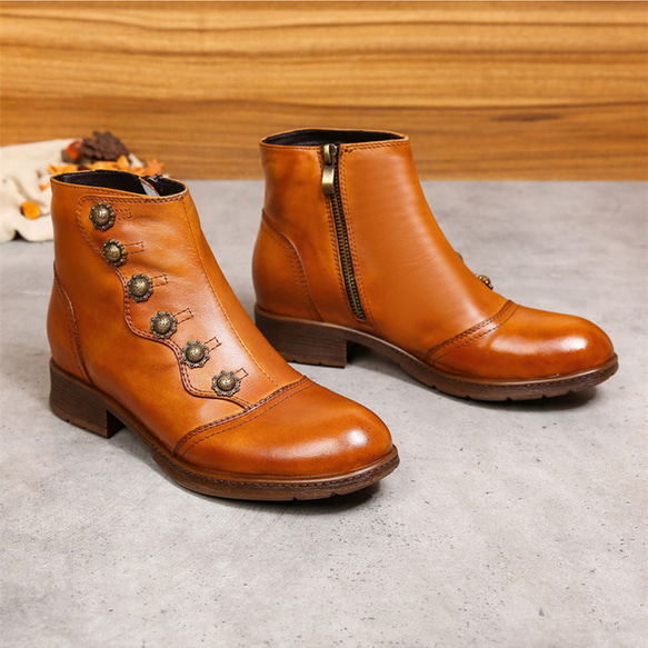 秋冬女式真皮鞋舒適馬丁靴短靴 23 公分-26 公分 #871⭐免運費⭐ 第2張的照片