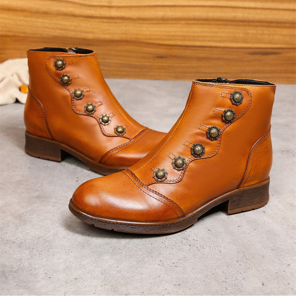 秋冬女式真皮鞋舒適馬丁靴短靴 23 公分-26 公分 #871⭐免運費⭐ 第4張的照片