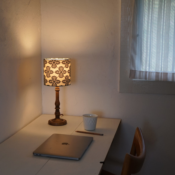 ◆HappyLamp◆S・Mサイズ/フラワーパターン/刺繍/グリーン/テーブルランプ/スタンドランプ/照明 9枚目の画像
