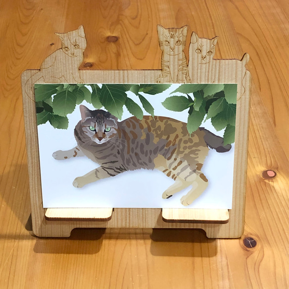 木製カードたて【５匹の子猫】 1枚目の画像