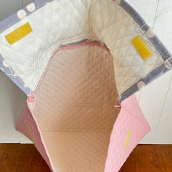 防災頭巾カバー（白いさくらんぼ柄×ローズピンク） 5枚目の画像