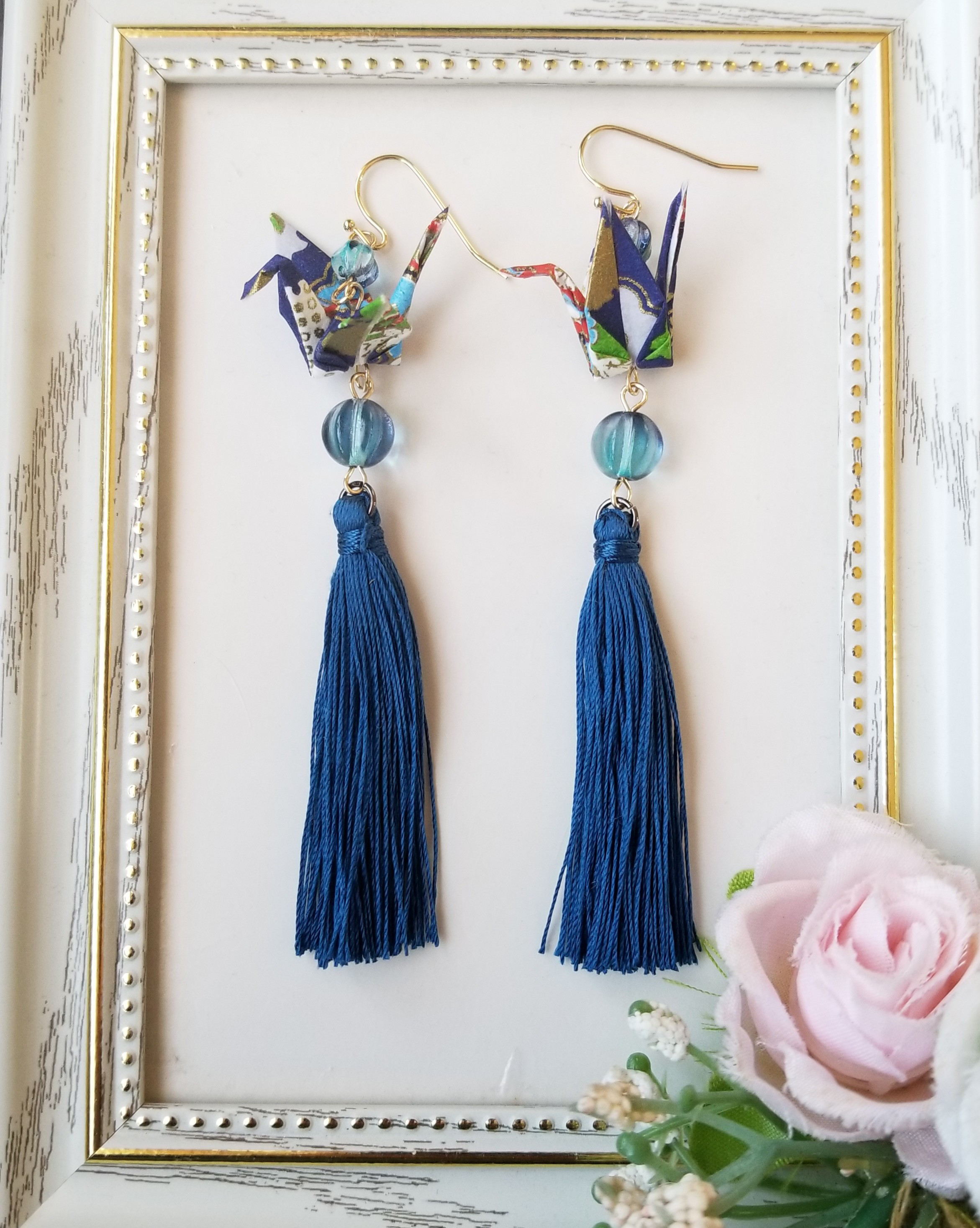 再販63　フリンジ　青　ネイビー　ピアス　イヤリング　タッセル　アクセサリー　春 再販63 フリンジ 青 ネイビー ピアス イヤリング タッセル