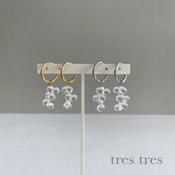 2way サージカルステンレス ゴールド◆しずくのミニフープピアス/イヤリング◆クリア 涼しげ 水滴 ドロップ シンプル 4枚目の画像