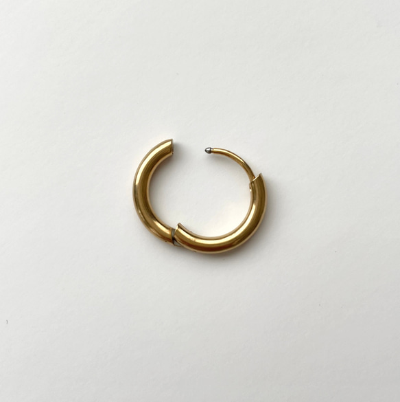 2way サージカルステンレス ゴールド◆しずくのミニフープピアス/イヤリング◆クリア 涼しげ 水滴 ドロップ シンプル 8枚目の画像