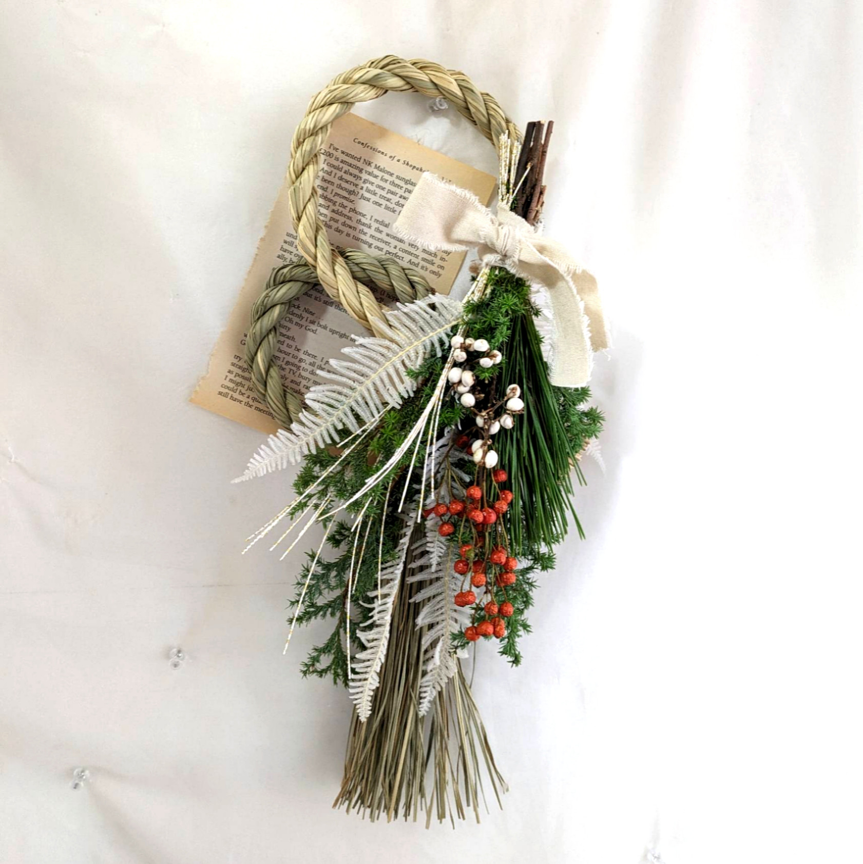 スワッグになるしめ縄2023 スワッグになる2way】ナチュラル天然素材のみ～八の字ドライ