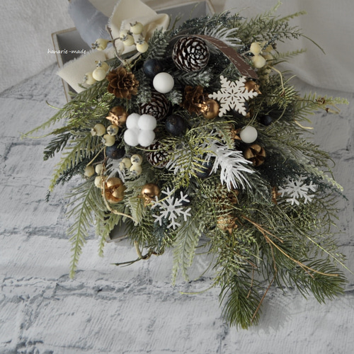 csw1 snowflake 雪の結晶と木の実 スワッグ ：冬 秋 木の実 クリスマス  