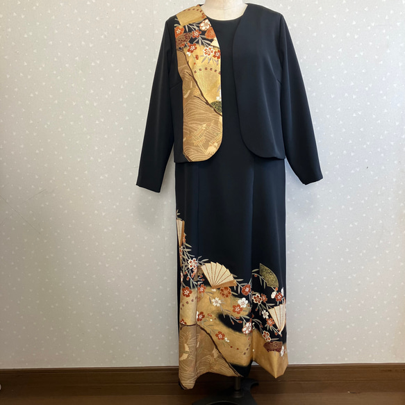 No.89留袖ドレスプリンセスラインのワンピースとボレロ 13号 L〜L L 