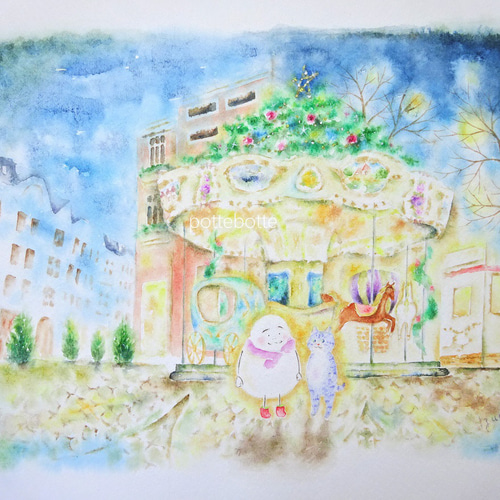 ✻【原画】ノエルの街をⅡ 夜の回転木馬 / ポテとゆきだるまん no.181