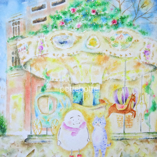 ✻【原画】ノエルの街をⅡ 夜の回転木馬 / ポテとゆきだるまん no.181