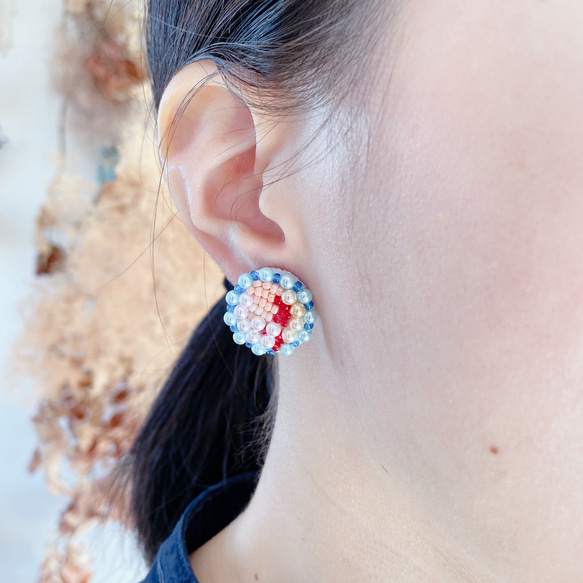 【ビーズ・ピアス】※受注製作※ピアス　CORAL PEAL (片耳・両耳選択可能)(イヤリング変更可能) 10枚目の画像