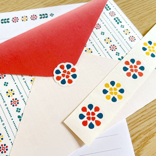 北欧フラワーのレターセット（シール付き）洋2封筒 A5便箋 手紙 お礼状