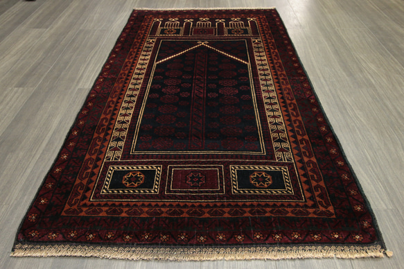 Prayer Rug ミフラブデザイン　オールド手織り絨毯　アフガン　トライバルラグ　95x162cm　＃134 10枚目の画像