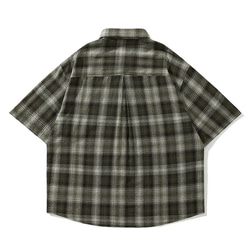 春夏新品 半袖ラペルシャツ メンズ コットン カラーブロックチェック柄 レトロ カーディガンシャツ ゆったり トップス 2枚目の画像