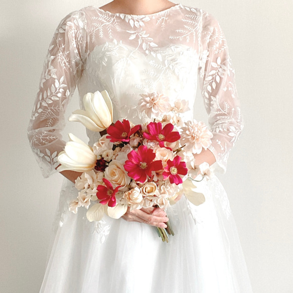 チューリップ コスモス アーティフィシャルフラワーブーケ