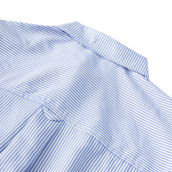 春秋新品 長袖ラペルシャツ メンズ コットン 青と白のストライプ レトロ カーディガンシャツ ゆったり トップス 6枚目の画像