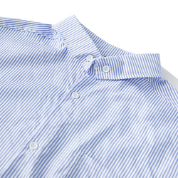 春秋新品 長袖ラペルシャツ メンズ コットン 青と白のストライプ レトロ カーディガンシャツ ゆったり トップス 4枚目の画像