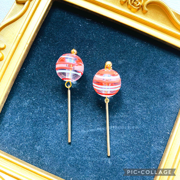 ☆風鈴ピアス　選べる5色☆ 耳飾り ハンドメイド アクセサリー ビーズ イヤリング 13枚目の画像