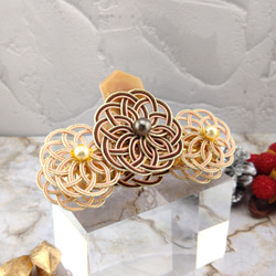 水引バンスクリップ 華やかな感じで☆ピンクベージュ ヘア