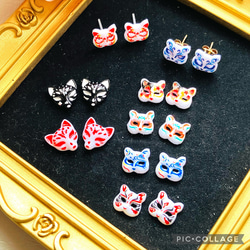 ☆狐ピアス 7パターン☆ 耳飾り ハンドメイド アクセサリー レディース ビーズ 3枚目の画像