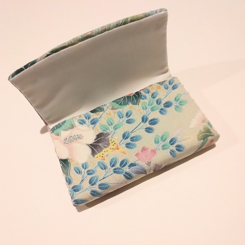 花嫁和装小物　重ね衿　筥迫　懐剣　ブルー　水色 世界で1つ 】正絹 花嫁懐剣 筥迫 重ね衿 3点セット 手描友禅 水