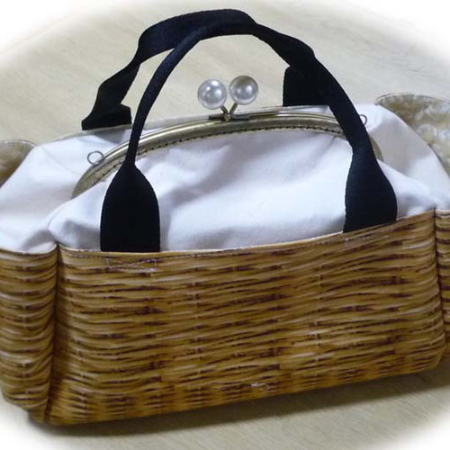 あおりポケット付きがま口ショルダーバッグの型紙説明書 型紙 ゴンベイ