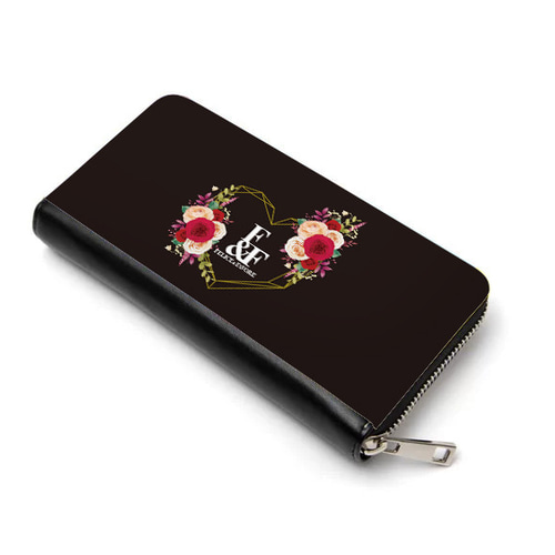 長財布 財布 花柄 フラワー レディース チャック ファスナー ブラック  