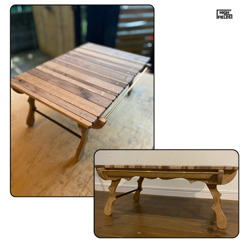 鹿角型フォールディングテーブル（国産ナラ材×ウォルナット材