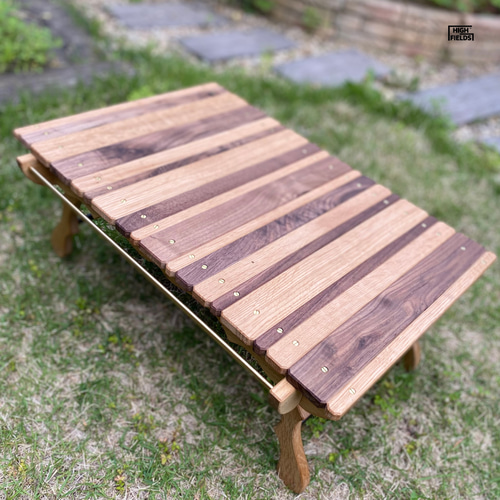 鹿角型フォールディングテーブル（国産ナラ材×ウォルナット材