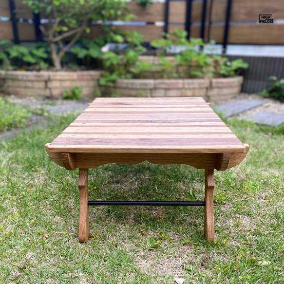 鹿角型フォールディングテーブル（国産ナラ材×ウォルナット材）｜アウトドア キャンプ 木製 3枚目の画像