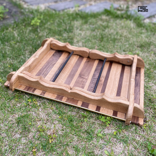 鹿角型フォールディングテーブル（国産ナラ材×ウォルナット材