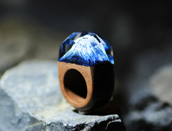 [免運費] 富士 ~Aouten~ 樹脂木戒指 第2張的照片