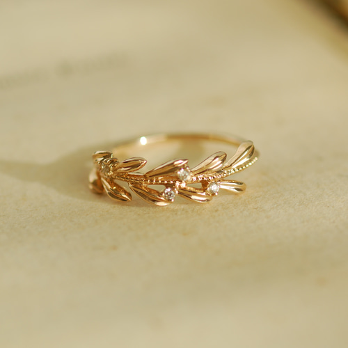 リーフムーン リーフモチーフ リング Dia / K10YG 指輪・リング ダブルムーン