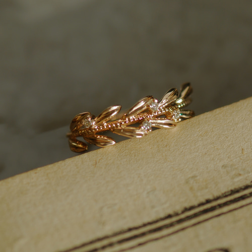 リーフモチーフ リング Dia / K10YG 指輪・リング ダブルムーン