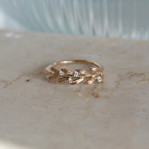 リーフモチーフ リング Dia / K10YG 指輪・リング ダブルムーン