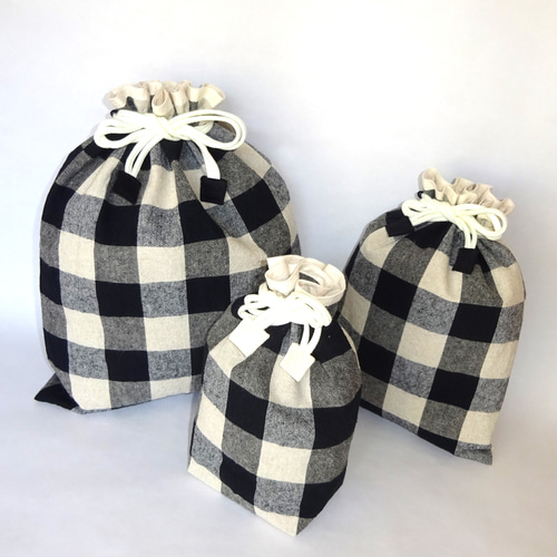 カノン様 確認用 巾着袋 給食袋 ストライプ 黒 掛け ループ カノン様