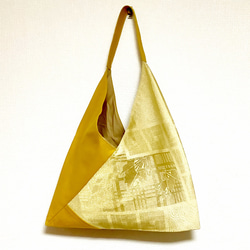 三角バッグ　西陣織　大容量なのに上品　ショルダーバッグ　 1枚目の画像
