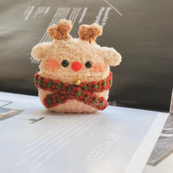 クリスマスシカトナカイ☆AirPods 1/2/3/pro ケースcase☆綿製手作り編織り 1枚目の画像