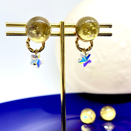 スワロフスキー　ムーン＆スターモチーフピアス　愛の不時着モデル　2WAY　月　星 スワロフスキー ムーン＆スターモチーフピアス 愛の不時着モデル