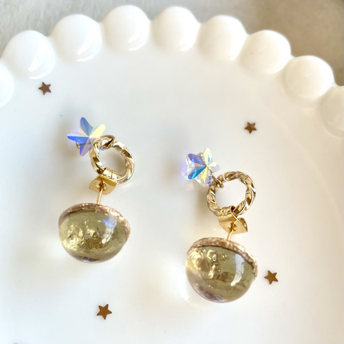 2WAY 月と星のピアス 満月 フルムーン ピアス（スタッド・一粒