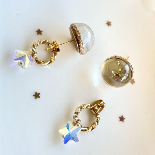☆SV925 銀製 星の王子さま ピアス 半月と満月 フルムーン＆三日月☆ ☆SV925 銀製 星の王子さま ピアス 半月と満月 フルムーン＆三日月☆