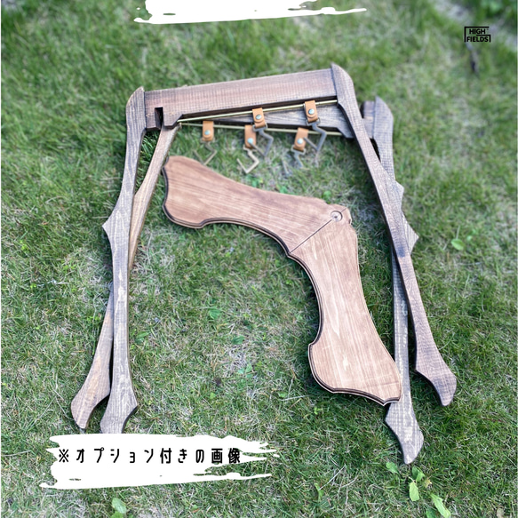 鹿角型ツールハンガー（国産ヒノキ材）｜アウトドア キャンプ 木製 5枚目の画像
