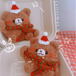 クリスマスシカトナカイ☆AirPods 1/2/3/pro ケースcase☆綿製手作り編織り 2枚目の画像